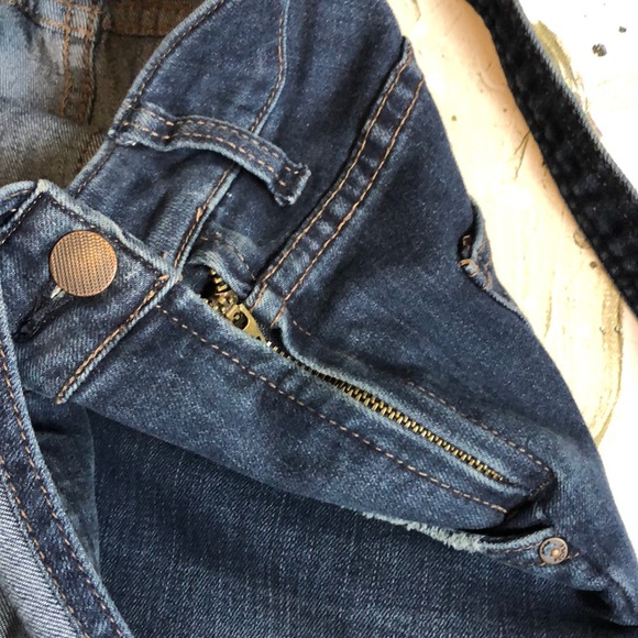 Free People Pocket Distressed Jean Overalls - Picture 5 of 9